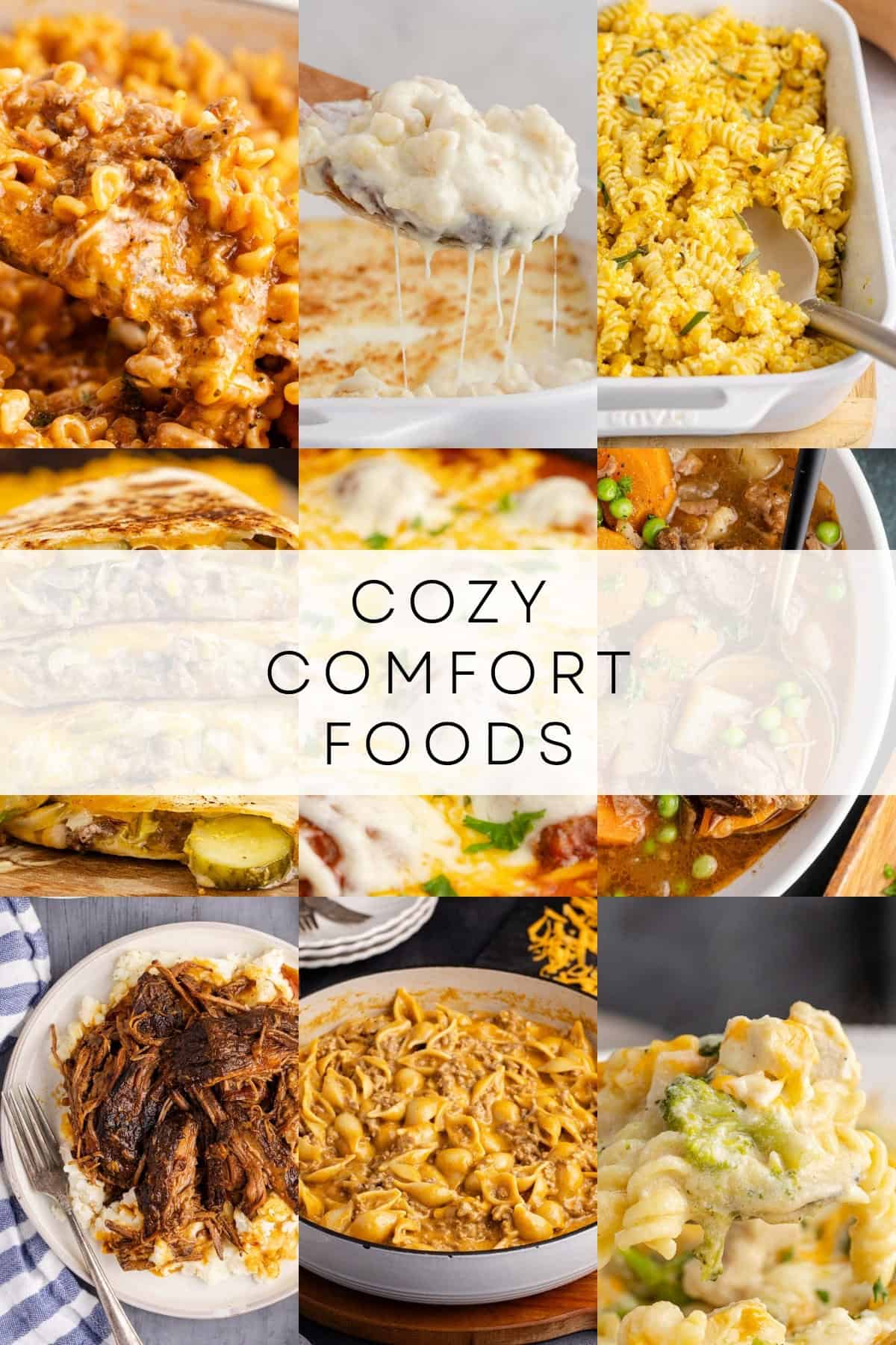 cozy comfort foods roundup collage