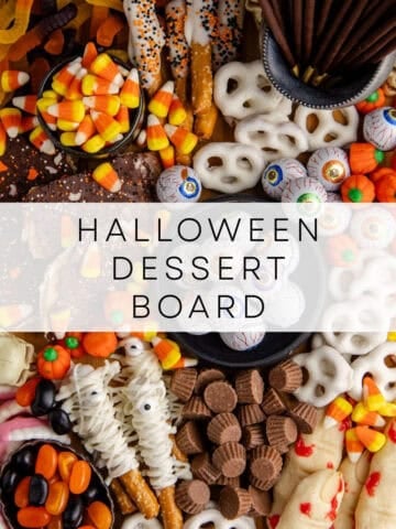 halloween dessert board roundup with treats and candy