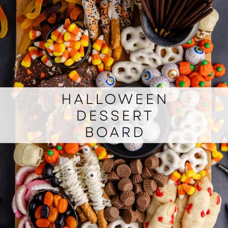 halloween dessert board roundup with treats and candy
