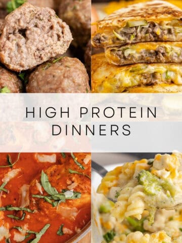 high protein dinners roundup collage