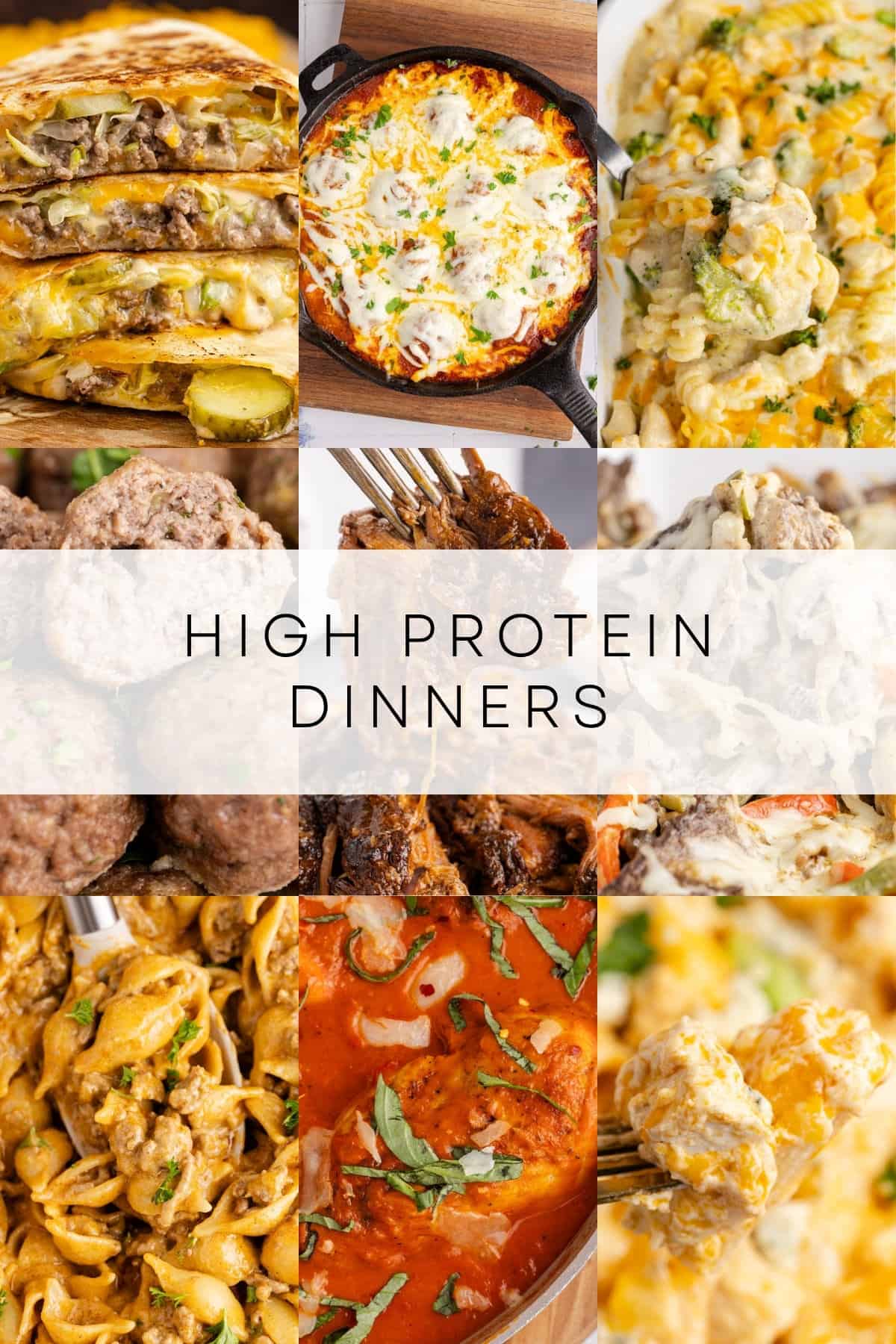 high protein dinners roundup collage