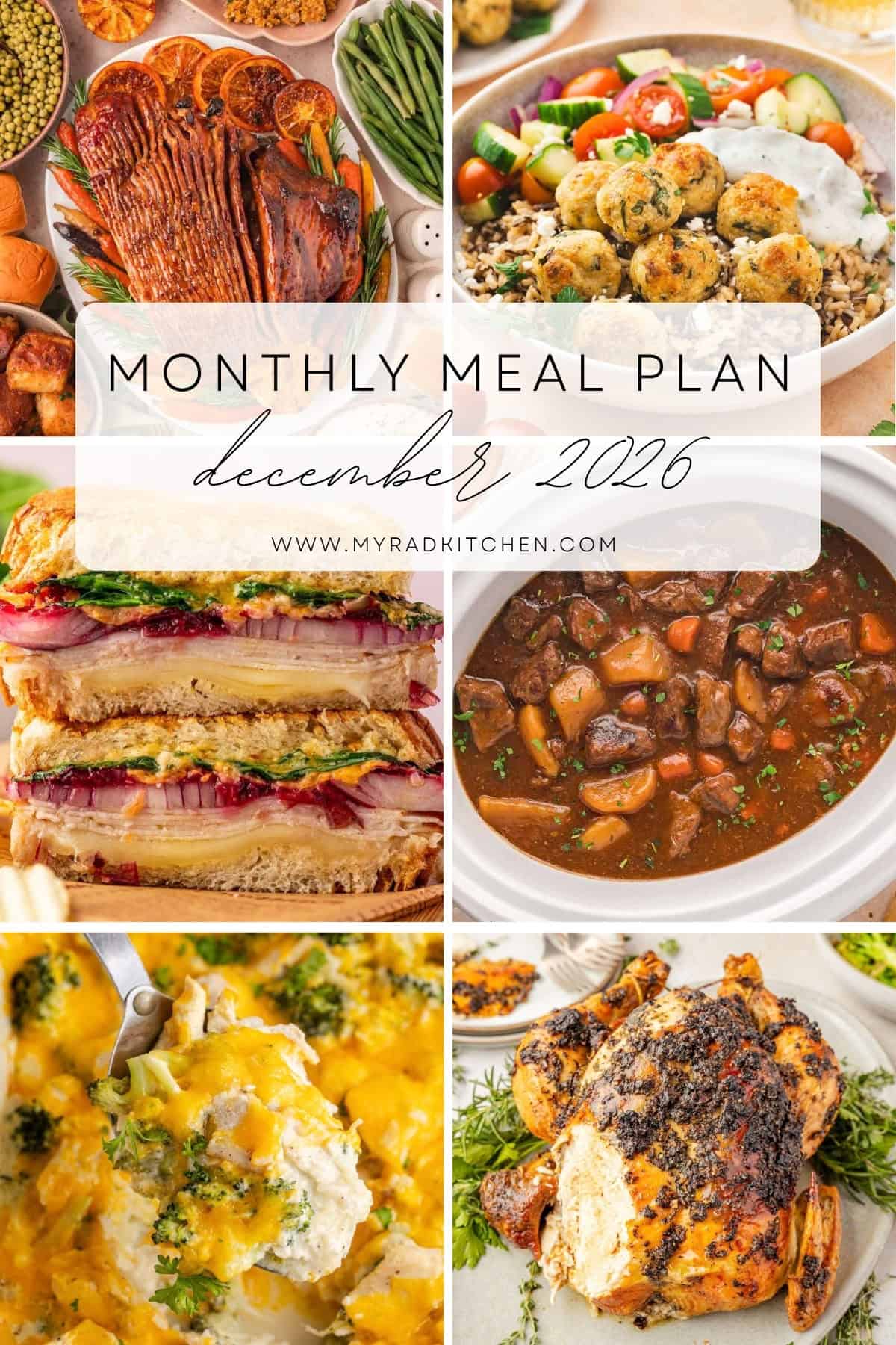 december 2026 monthly meal plan image collage
