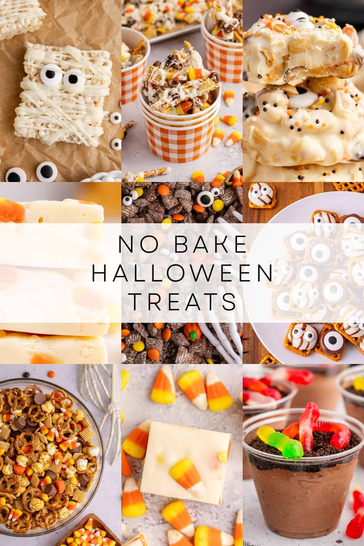 no bake halloween treats round up collage