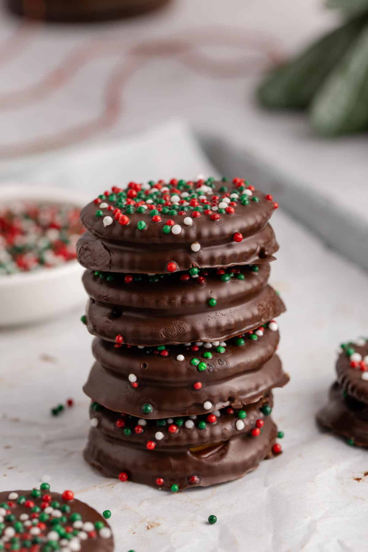 Ritz Cracker Christmas Cookies stacked