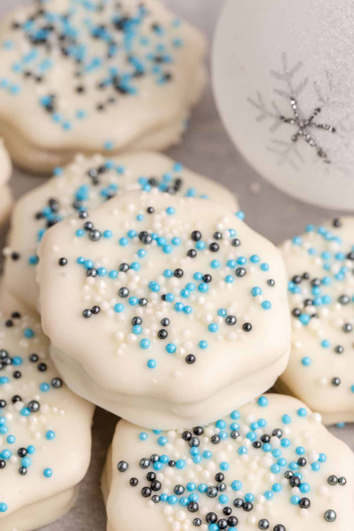 White Chocolate Ritz Cracker Cookies piled up