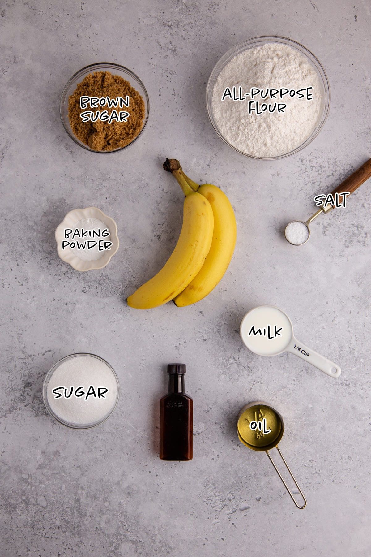 Banana Bread Ingredients on a counter