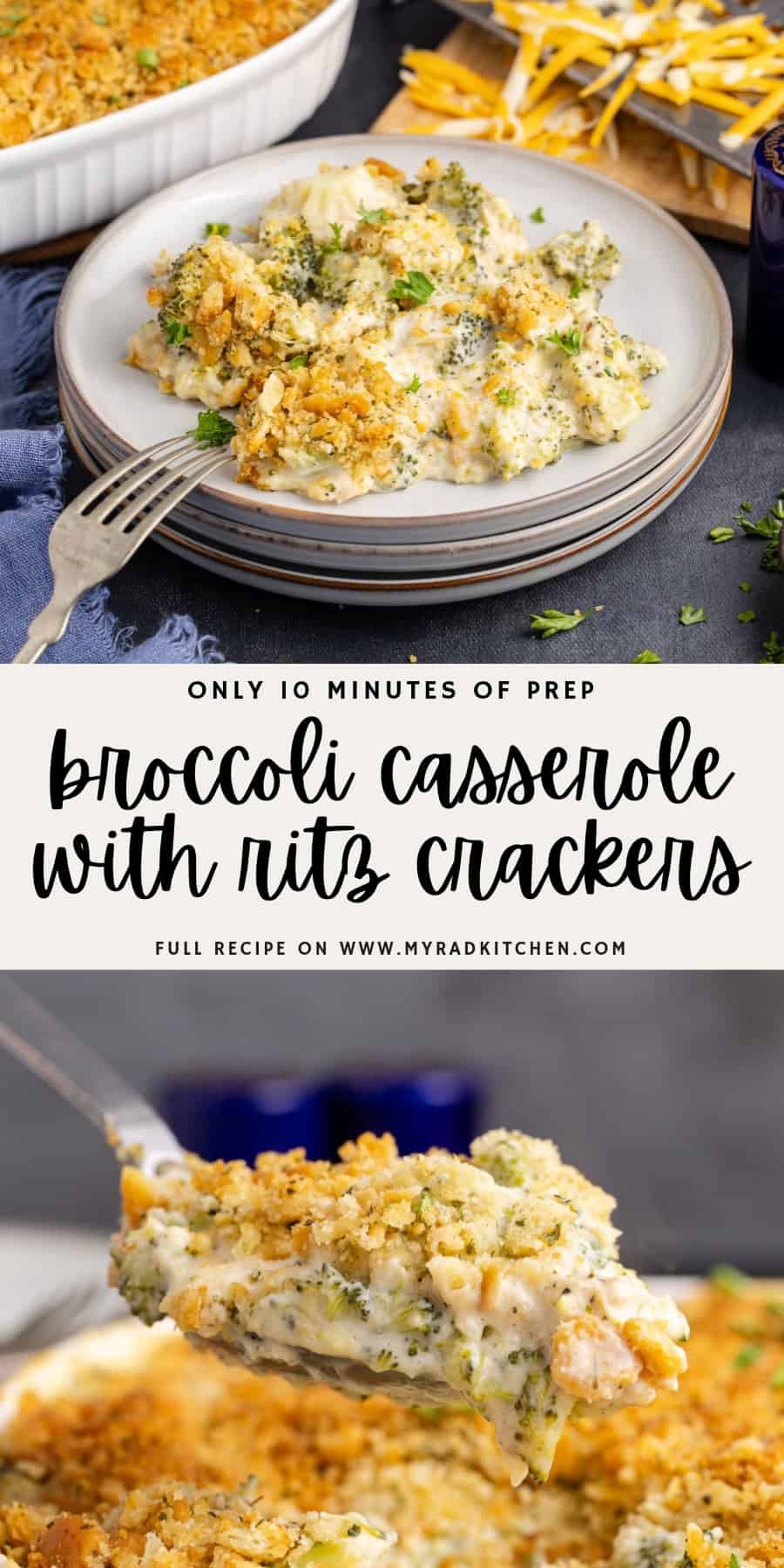 Broccoli Casserole with Ritz Crackers 2 up pin for Pinterest