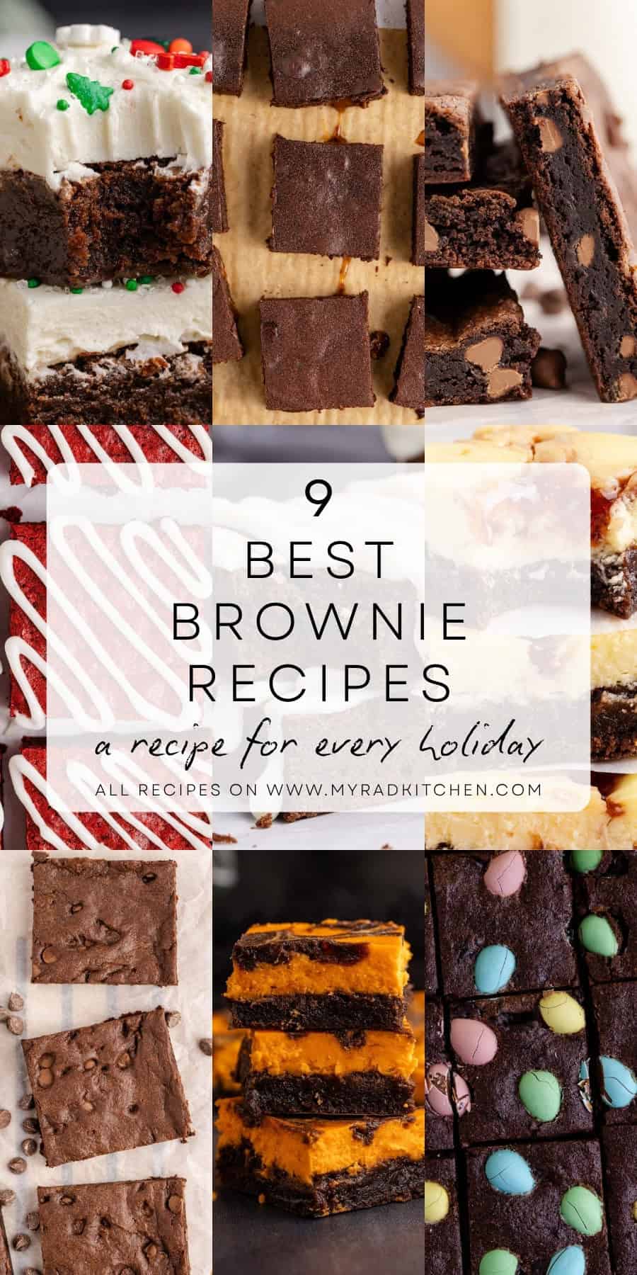 Brownie Recipes 9 image collage Pin for Pinterest