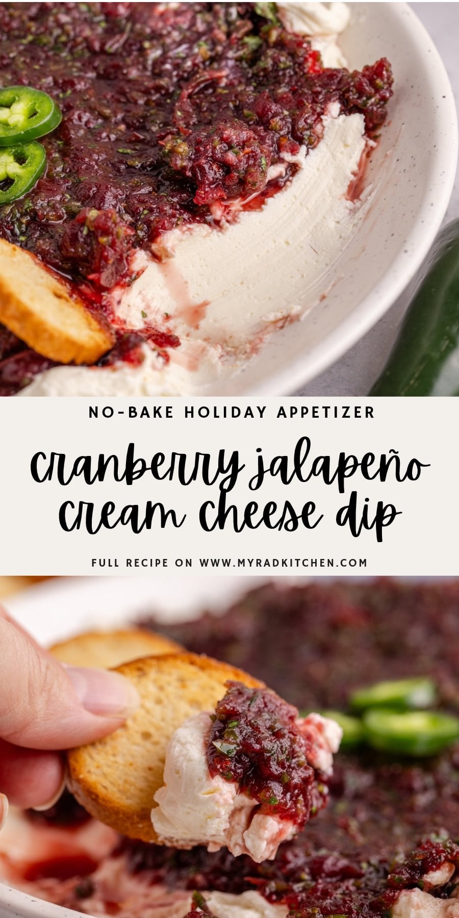 2 up Pinterest image of Cranberry Jalapeño Dip