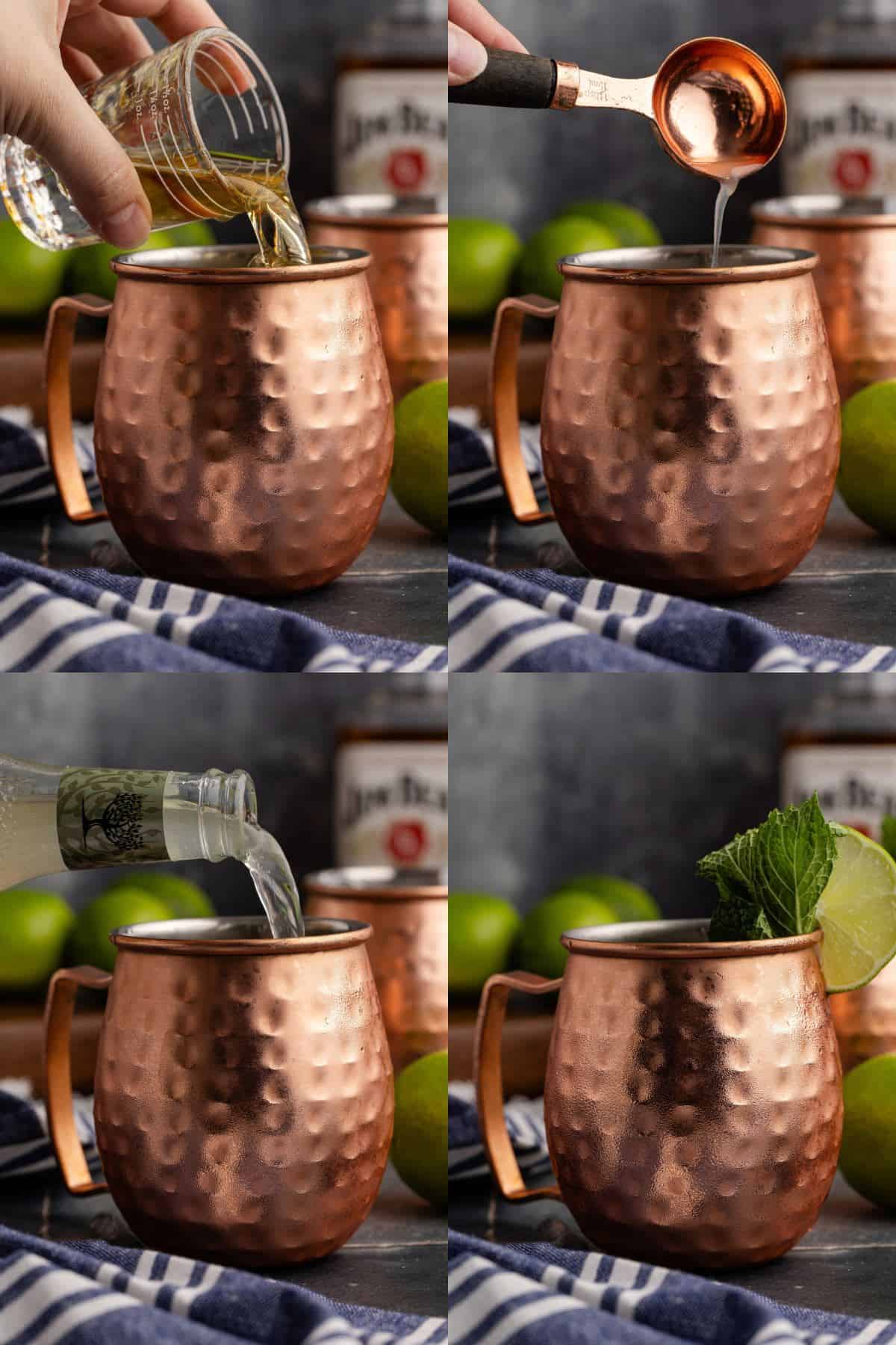 Kentucky Mule Cocktail being made in a Moscow Mule mug