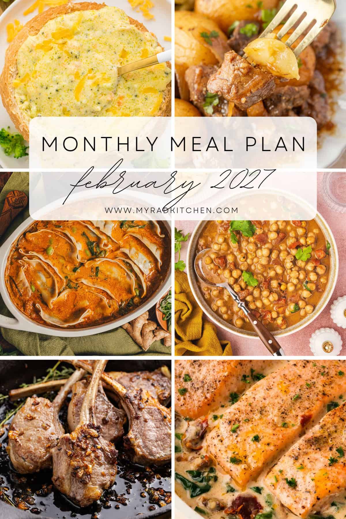 monthly meal plan february 2027 collage