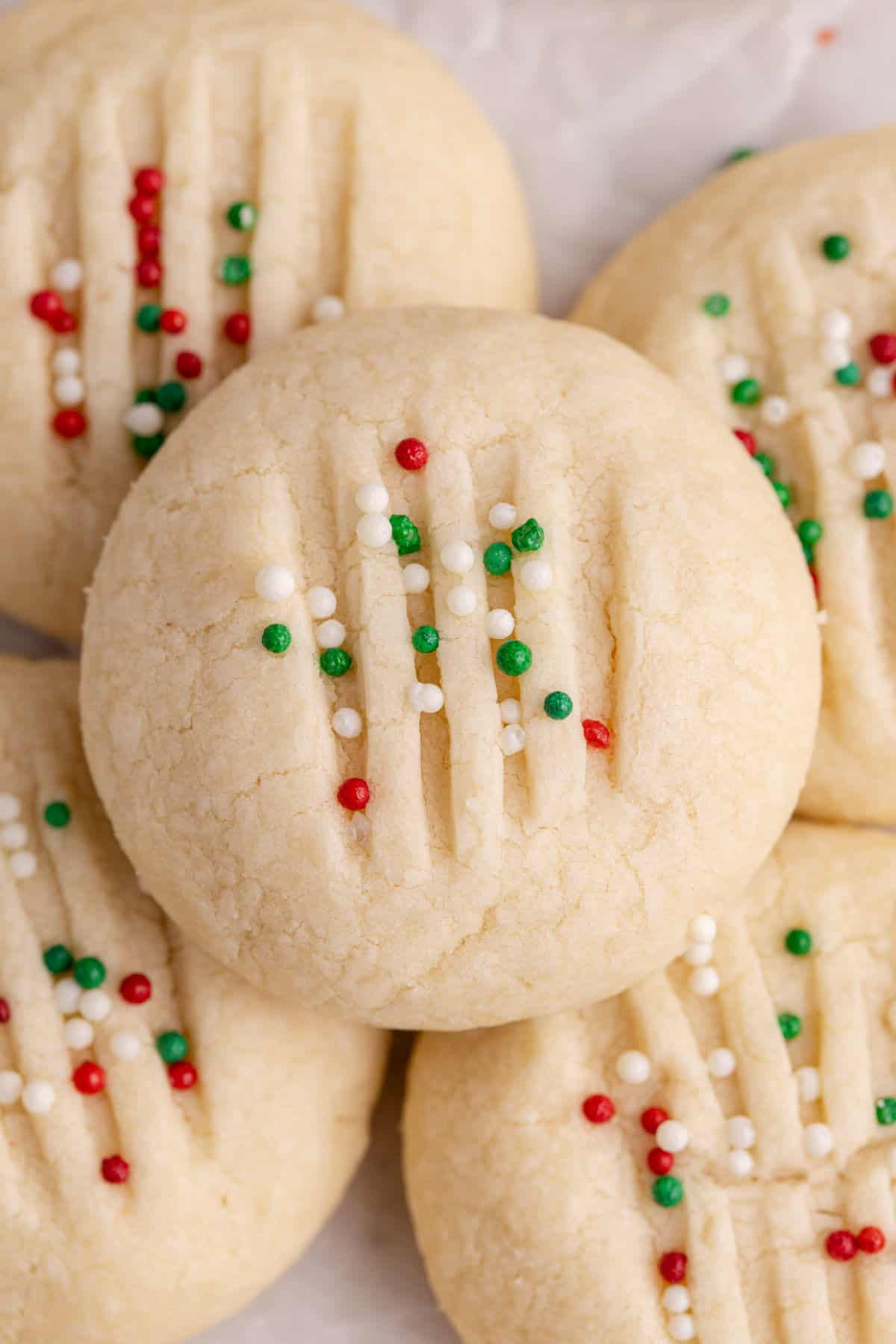 Whipped Shortbread Cookies stacked