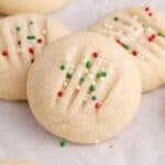 Whipped Shortbread Cookies with Christmas sprinkles
