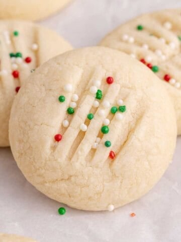 Whipped Shortbread Cookies with Christmas sprinkles